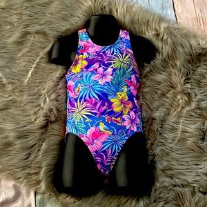 The Children’s Place Floral Multi Color One Piece Swimsuit Size XS (4)